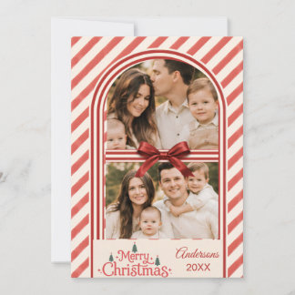 Candy pastel stripe Christmas Holiday Card