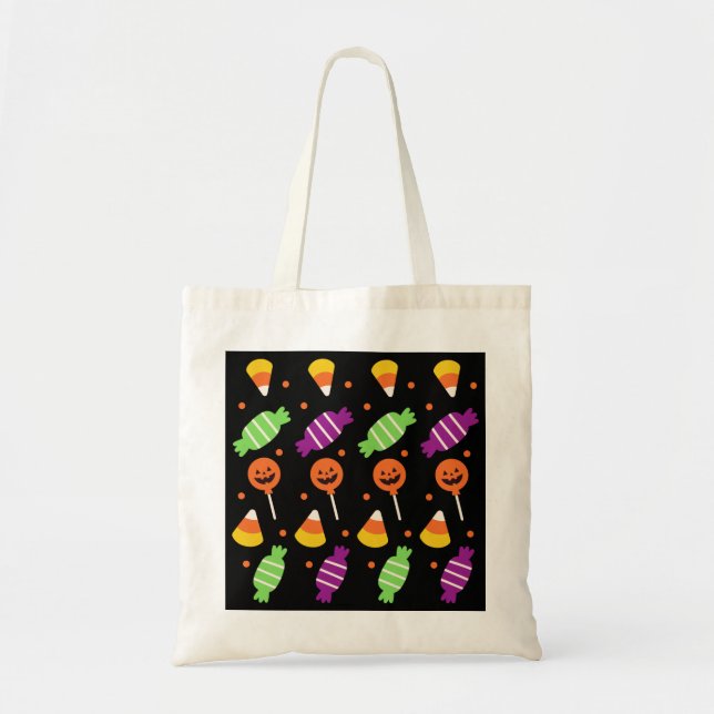 Candy Pattern Halloween Trick Or Treat Tote Bag (Front)