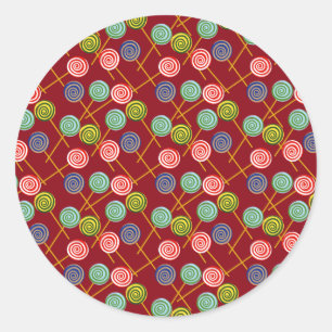 Candy pattern   Lollies pattern   lollipop 10 Classic Round Sticker