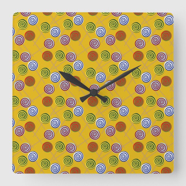 Candy pattern | Lollies pattern | lollipop 15 Square Wall Clock (Front)
