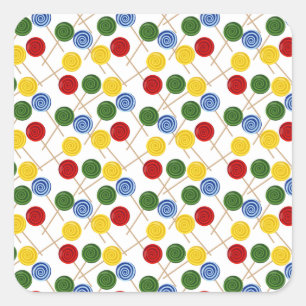 Candy pattern   Lollies pattern   lollipop 21 Square Sticker