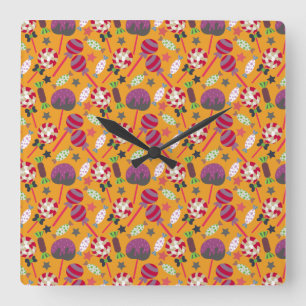 Candy pattern   Lollies pattern   lollipop 23 Square Wall Clock