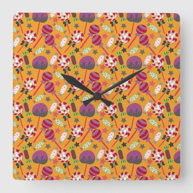 Candy pattern | Lollies pattern | lollipop 23 Square Wall Clock (Front)