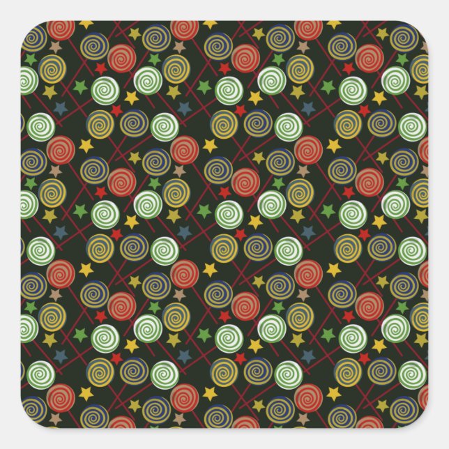 Candy pattern | Lollies pattern | lollipop 28 Square Sticker (Front)