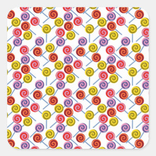 Candy pattern Lollies pattern lollipop 2 Square Sticker
