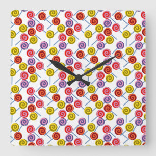 Candy pattern Lollies pattern lollipop 2 Square Wall Clock