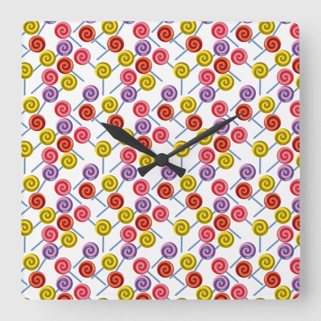 Candy pattern | Lollies pattern | lollipop 2 Square Wall Clock (Front)