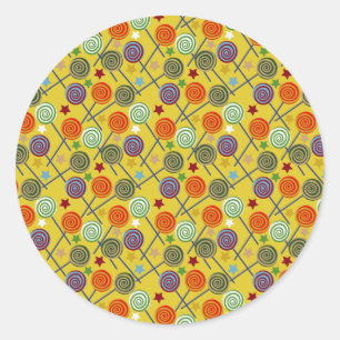 Candy pattern Lollies pattern lollipop 30 Classic Round Sticker