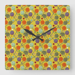 Candy pattern Lollies pattern lollipop 30 Square Wall Clock