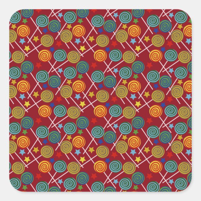 Candy pattern | Lollies pattern | lollipop 32 Square Sticker (Front)