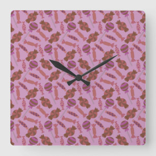 Candy pattern Lollies pattern lollipop 34 Square Wall Clock