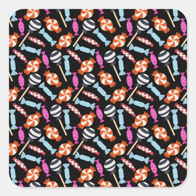 Candy pattern | Lollies pattern | lollipop 37 Square Sticker (Front)