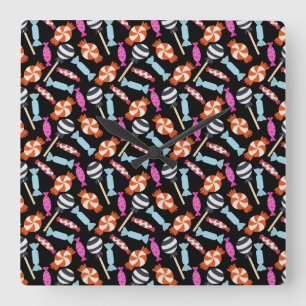 Candy pattern   Lollies pattern   lollipop 37 Square Wall Clock