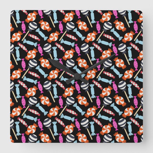 Candy pattern | Lollies pattern | lollipop 37 Square Wall Clock (Front)
