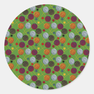 Candy pattern Lollies pattern lollipop 39 Classic Round Sticker