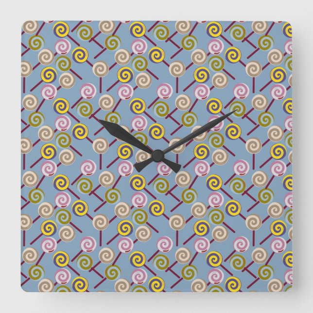 Candy pattern | Lollies pattern | lollipop 3 Square Wall Clock (Front)