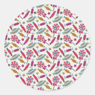 Candy pattern   Lollies pattern   lollipop 45 Classic Round Sticker