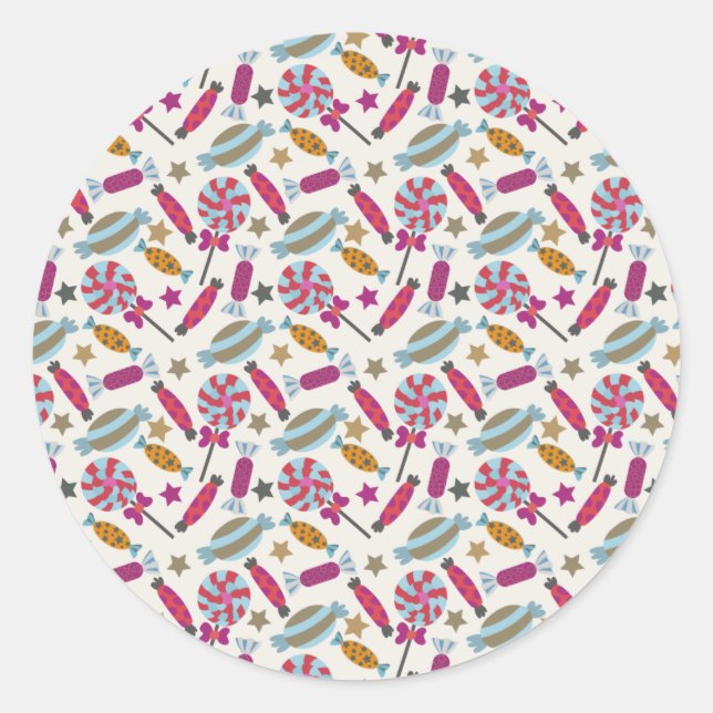 Candy pattern | Lollies pattern | lollipop 45 Classic Round Sticker (Front)