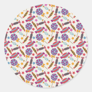 Candy pattern Lollies pattern lollipop 46 Classic Round Sticker