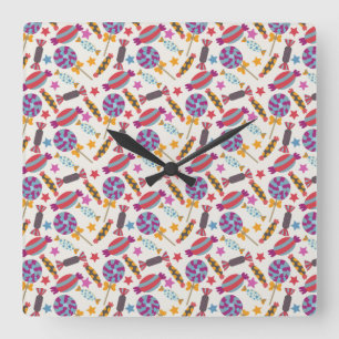 Candy pattern Lollies pattern lollipop 46 Square Wall Clock