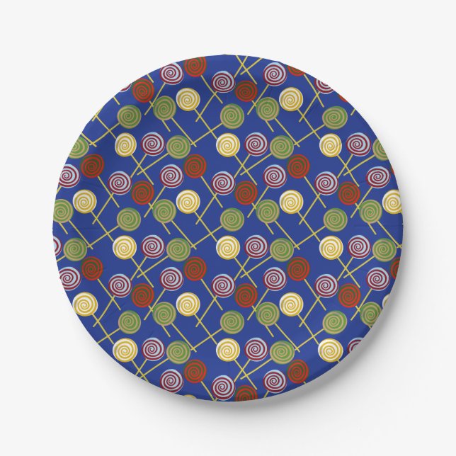 Candy pattern | Lollies pattern | lollipop 4 Paper Plate (Front)