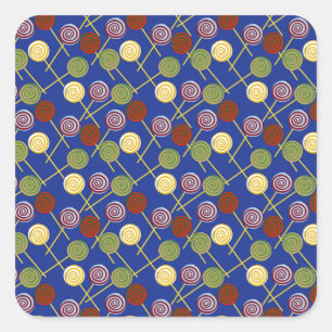 Candy pattern Lollies pattern lollipop 4 Square Sticker