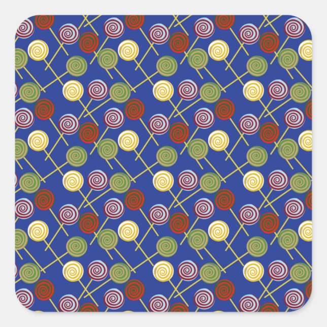 Candy pattern | Lollies pattern | lollipop 4 Square Sticker (Front)