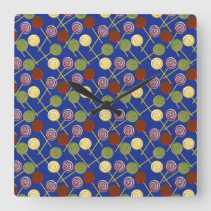 Candy pattern   Lollies pattern   lollipop 4 Square Wall Clock