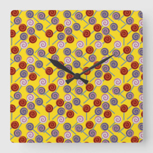 Candy pattern Lollies pattern lollipop 50 Square Wall Clock