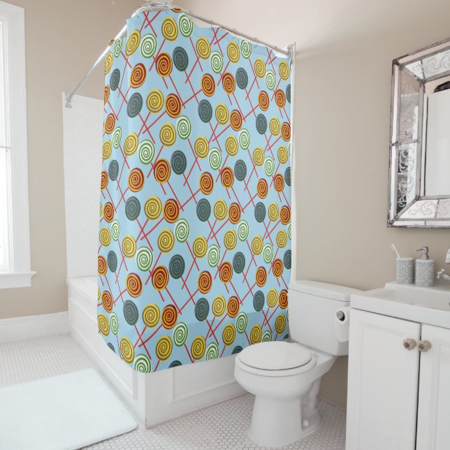 Candy pattern | Lollies pattern | lollipop 5 Shower Curtain (In Situ)