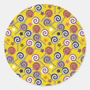 Candy pattern Lollies pattern lollipop 60 Classic Round Sticker