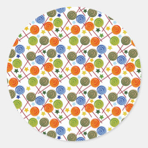 Candy pattern   Lollies pattern   lollipop 61 Classic Round Sticker