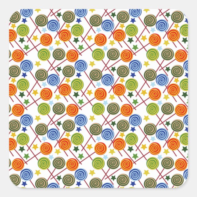 Candy pattern | Lollies pattern | lollipop 61 Square Sticker (Front)