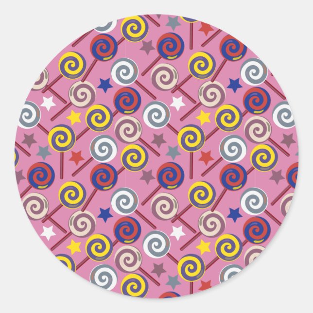 Candy pattern | Lollies pattern | lollipop 7 Classic Round Sticker (Front)