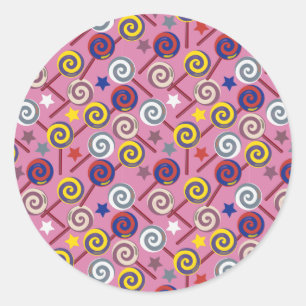 Candy pattern   Lollies pattern   lollipop 7 Classic Round Sticker