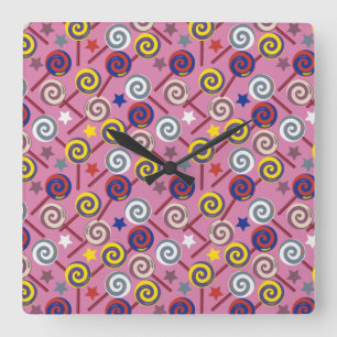 Candy pattern Lollies pattern lollipop 7 Square Wall Clock