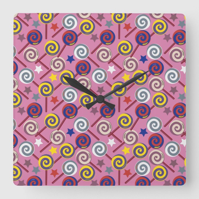 Candy pattern | Lollies pattern | lollipop 7 Square Wall Clock (Front)