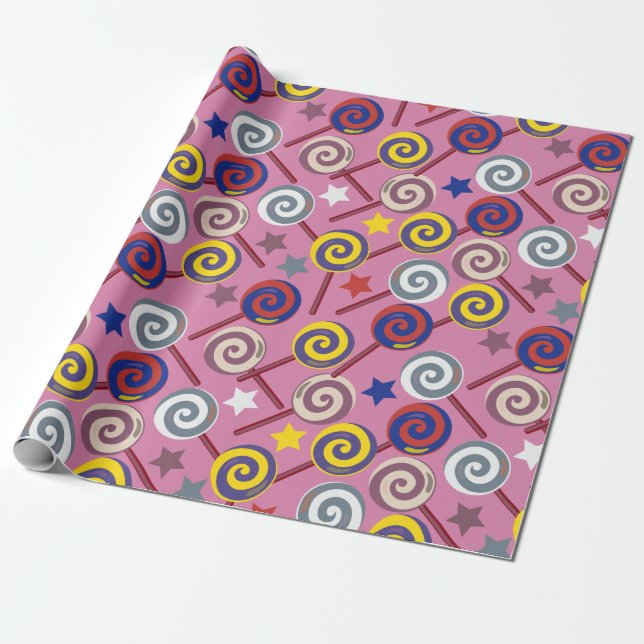 Candy pattern | Lollies pattern | lollipop 7 Wrapping Paper (Unrolled)