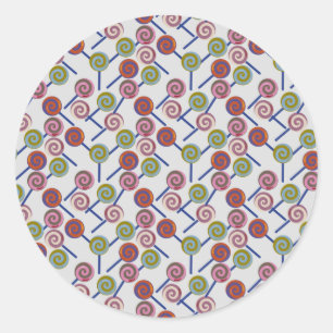 Candy pattern   Lollies pattern   lollipop 8 Classic Round Sticker