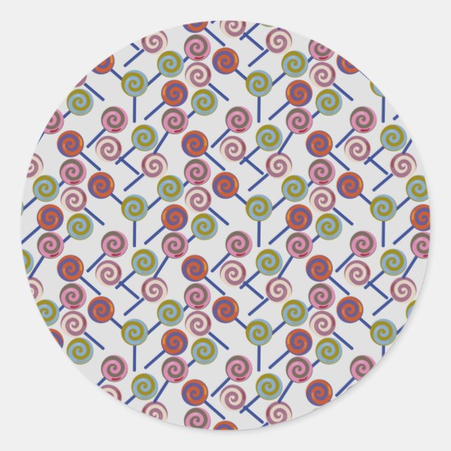 Candy pattern | Lollies pattern | lollipop 8 Classic Round Sticker (Front)