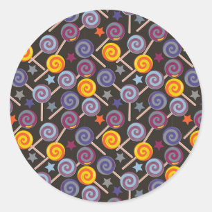 Candy pattern   Lollies pattern   lollipop 9 Classic Round Sticker