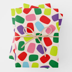 Candy Pattern Pink Christmas Wrapping Paper Sheet