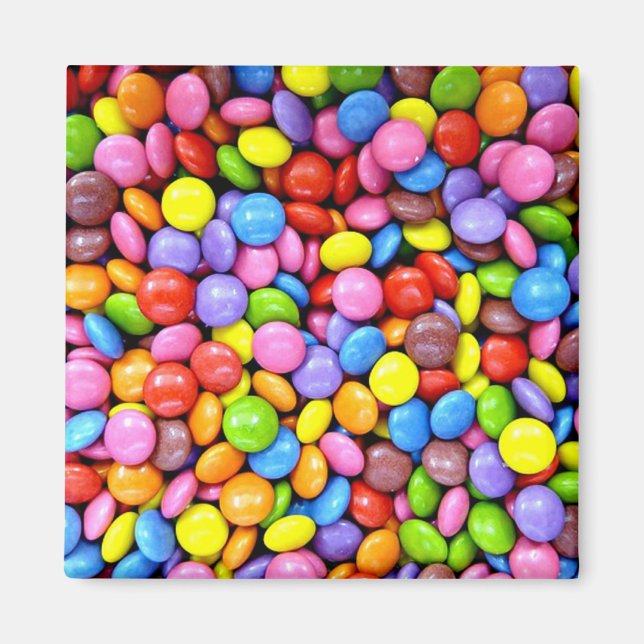 Candy pieces, colourful sweet treats magnet (Front)