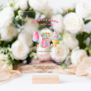 Candy Pink A Sweet Baby Shower is on the way  Acrylic Invitations