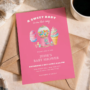 Candy Pink A Sweet Baby Shower is on the way Invitation