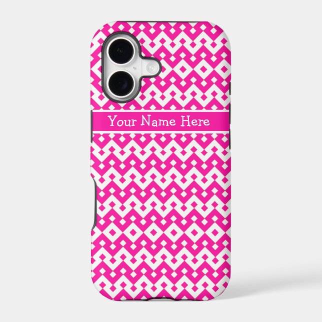 Candy Pink and White Islamic Geometric Pattern (Back)