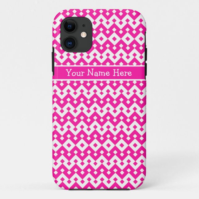 Candy Pink and White Islamic Geometric Pattern Case-Mate iPhone Case (Back)