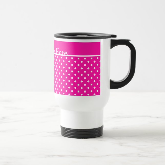 Candy Pink and White Travel Mug to Personalize (Right)