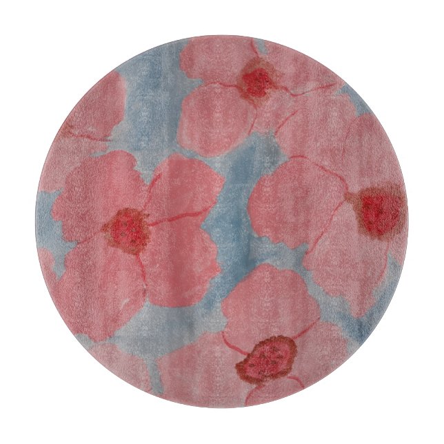 Candy Pink Flowers Chopping Board (Front)