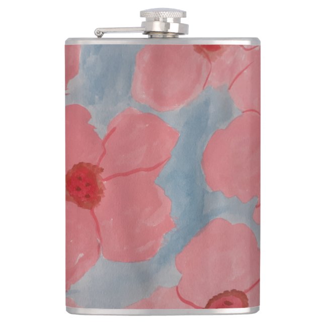 Candy Pink Flowers Hip Flask (Front)